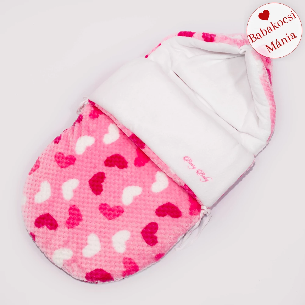 Bundazsák - Berry Baby Classic - hordozóba és mózesbe - rózsaszín buborékos szíves
