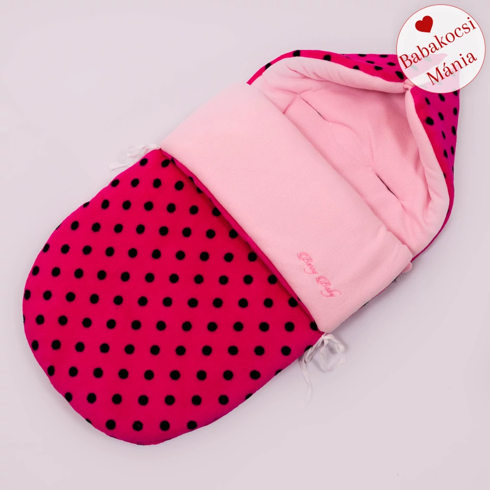 Bundazsák - Berry Baby Classic - hordozóba és mózesbe - pink fekete pöttyös