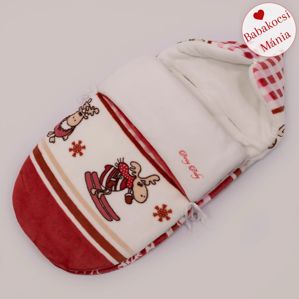Bundazsák - Berry Baby Classic - hordozóba és mózesbe - piros rénszarvas