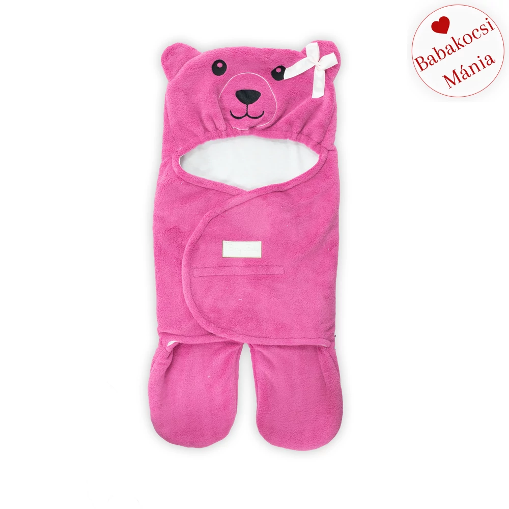 Bundazsák hordozóba és mózesbe - Macikám - pink wellsoft