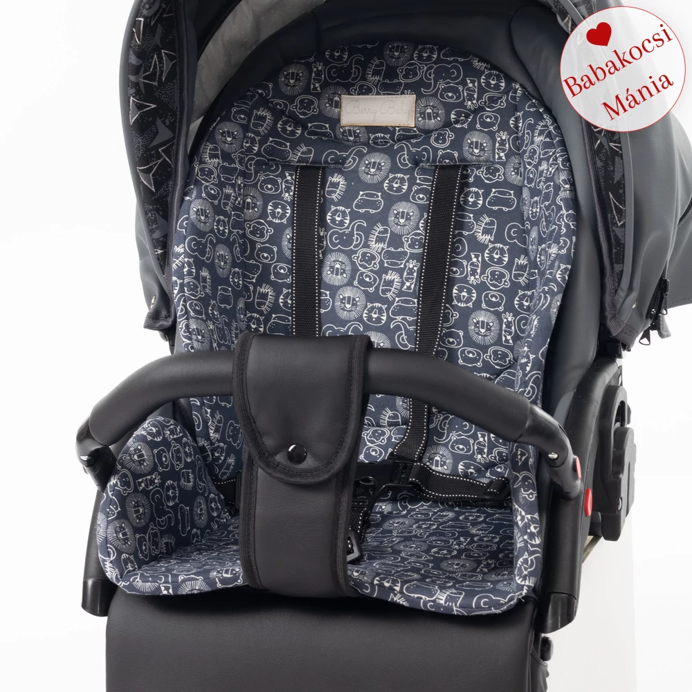 Babakocsi alátét - Berry Baby Zizi - pamut - sötétkék szafaris