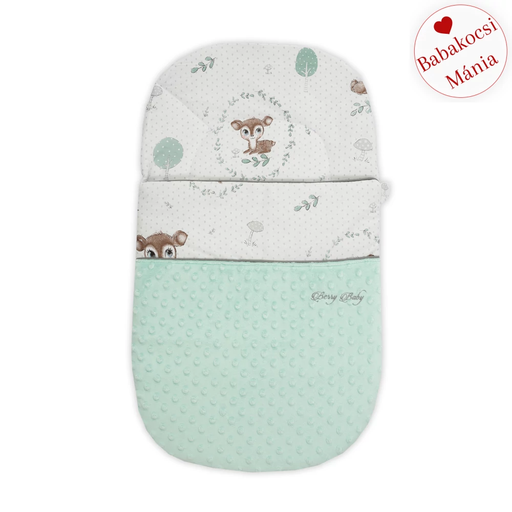 Babazsák mózesbe és babaágyba  - Berry Baby termék - menta minky - pöttyös őzike