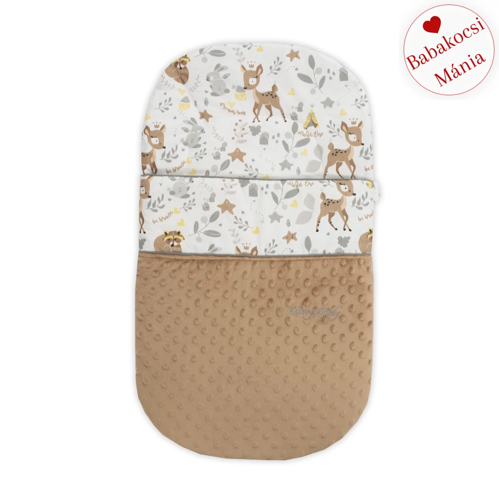 Babazsák mózesbe és babaágyba  - Berry Baby termék - mocca minky - forest