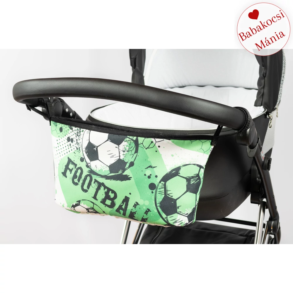Babakocsira rögzíthető tároló táska és rendező - Berry Baby Comfort - zöld focilabdás