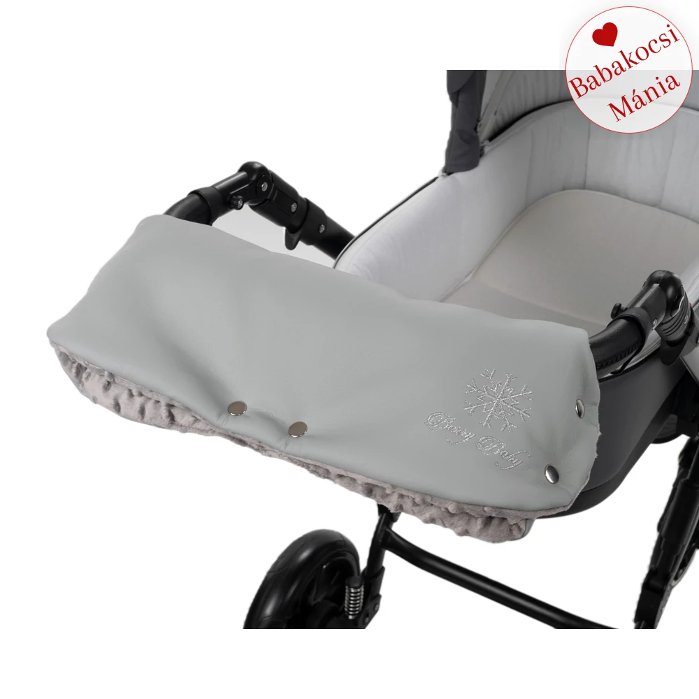 Kesztyű babakocsira - univerzális Berry Baby termék - szürke eco bőr
