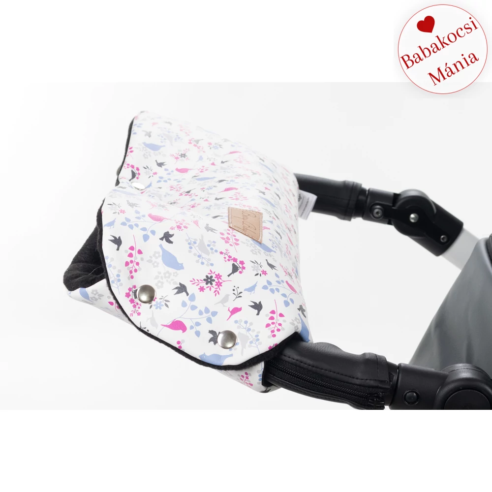 Kesztyű babakocsira - univerzális Berry Baby termék - pink madaras eco bőr