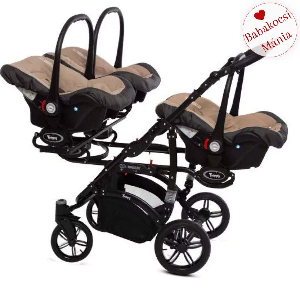 Ikerbabakocsi hármasikrek számára - BabyActive Trippy PREMIUM 2in1 - Beige