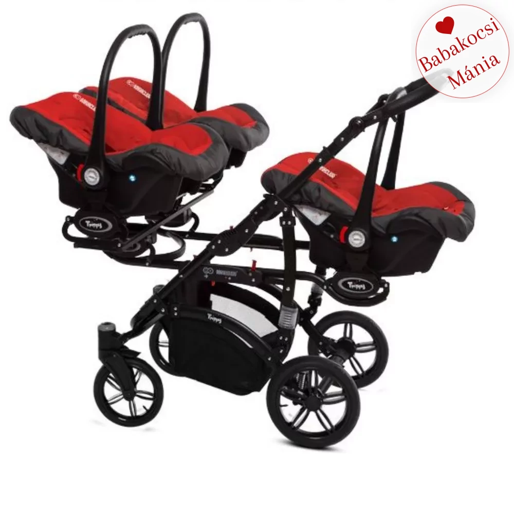 Ikerbabakocsi hármasikrek számára - BabyActive Trippy PREMIUM 2in1 - Rosso