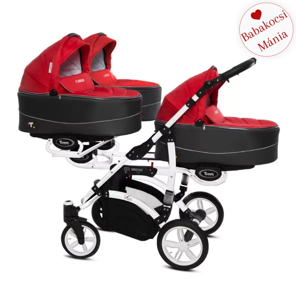 Ikerbabakocsi hármasikrek számára - BabyActive Trippy PREMIUM 2in1 - Rosso
