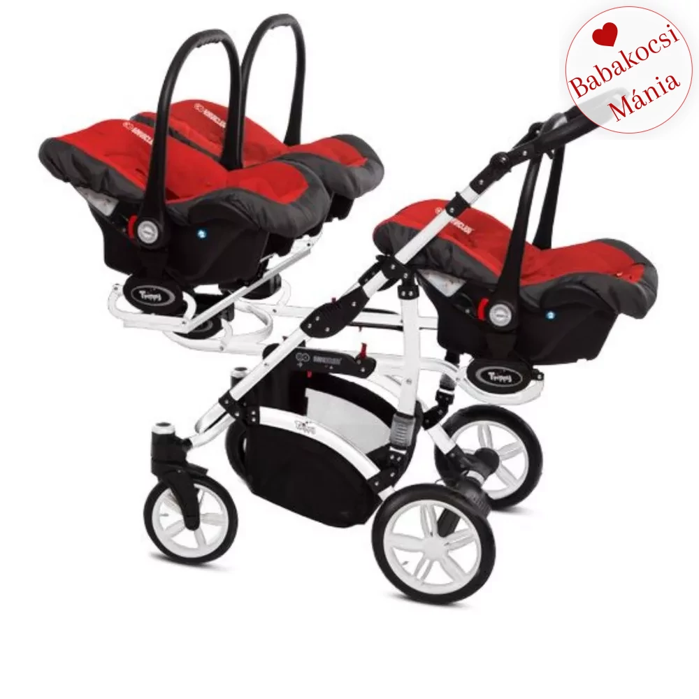 Ikerbabakocsi hármasikrek számára - BabyActive Trippy PREMIUM 2in1 - Rosso