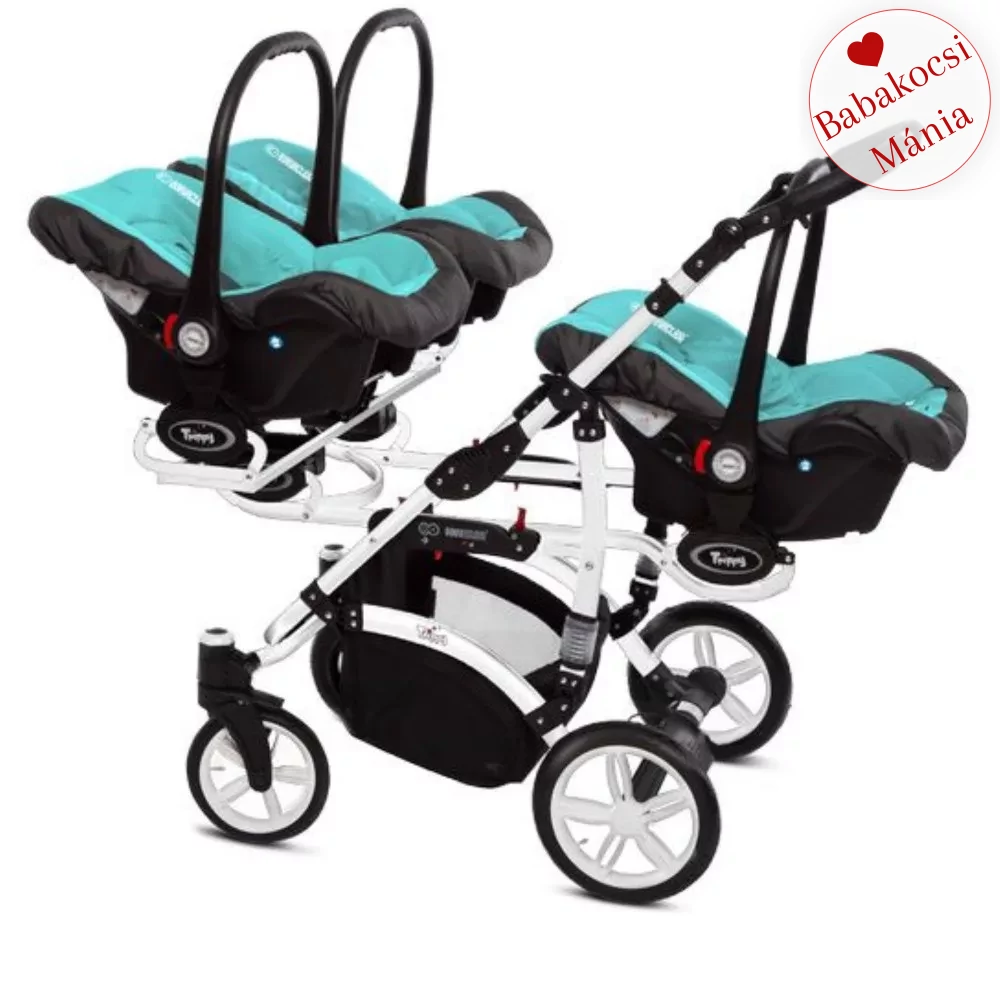 Ikerbabakocsi hármasikrek számára - BabyActive Trippy PREMIUM 2in1 - Tropic