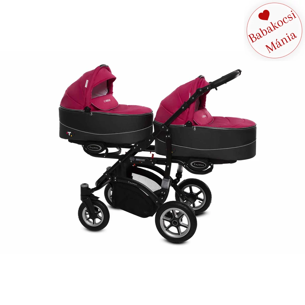 BabyActive ikerbabakocsi  aluvázzal -  Twinni Premium Amarant