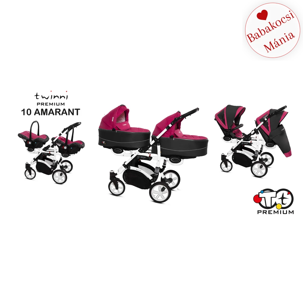 Ikerbabakocsi - BabyActive Twinni PREMIUM 2in1 - Amarant