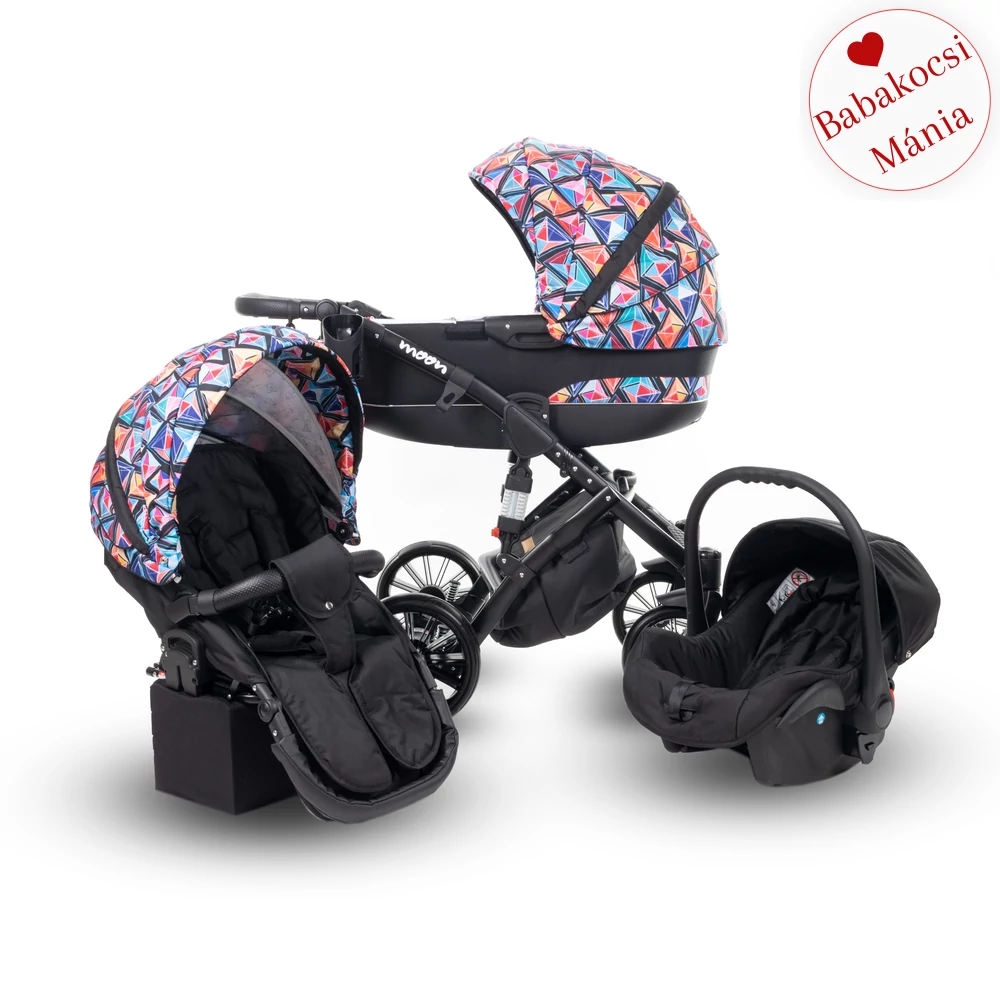 Multifunkciós babakocsi Berry Baby Moon 3in1 - kék fekete mintás
