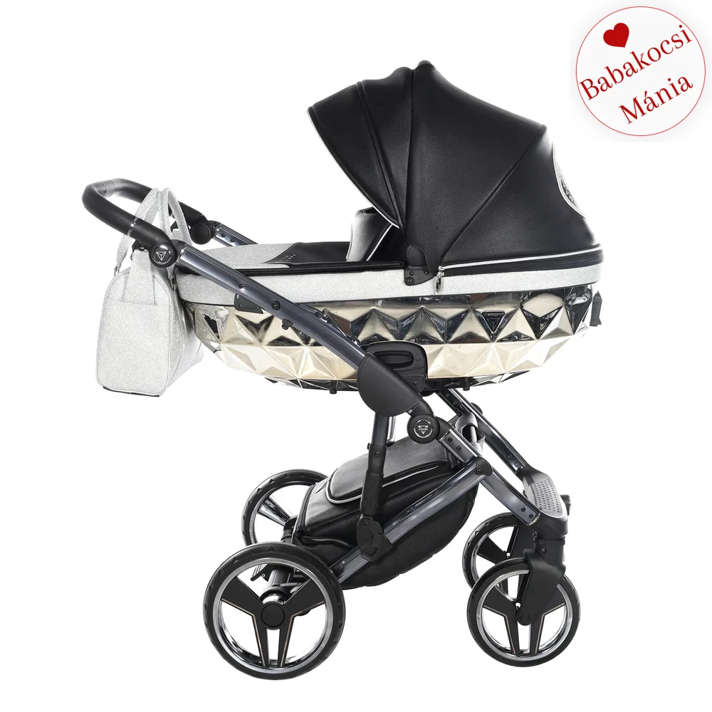 Junama többfunkciós babakocsi - DIAMOND HAND CRAFT GLITTER - Black