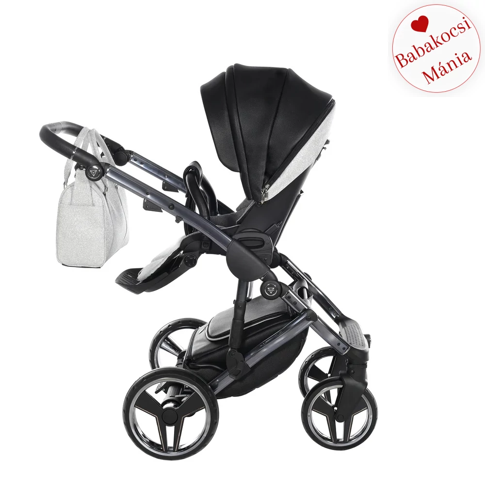 Junama többfunkciós babakocsi - DIAMOND HAND CRAFT GLITTER - Black