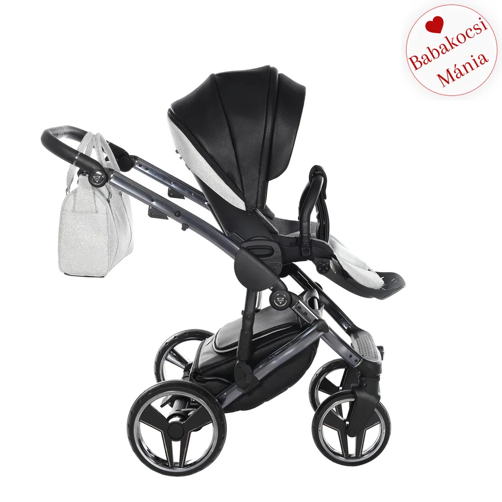 Junama többfunkciós babakocsi - DIAMOND HAND CRAFT GLITTER - Black