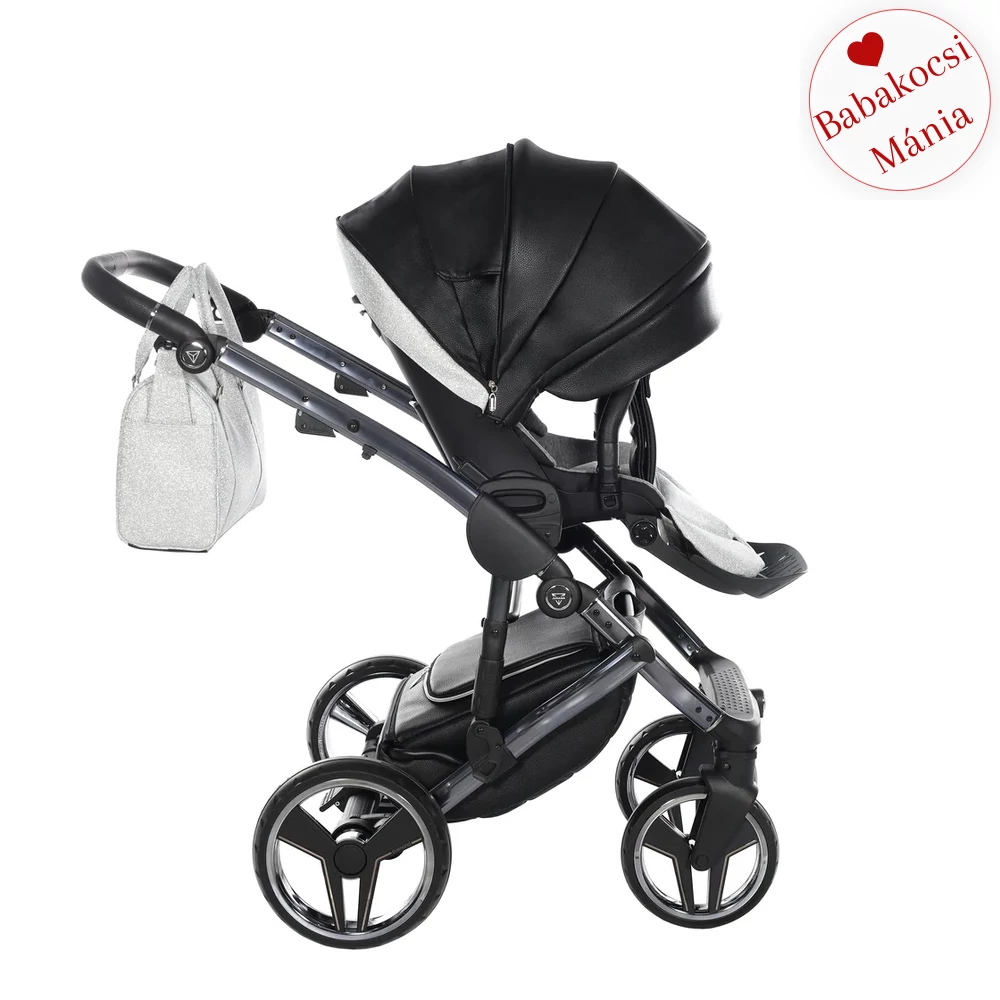Junama többfunkciós babakocsi - DIAMOND HAND CRAFT GLITTER - Black