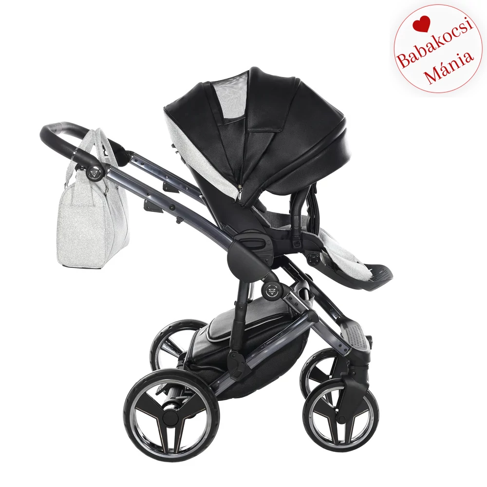 Junama többfunkciós babakocsi - DIAMOND HAND CRAFT GLITTER - Black