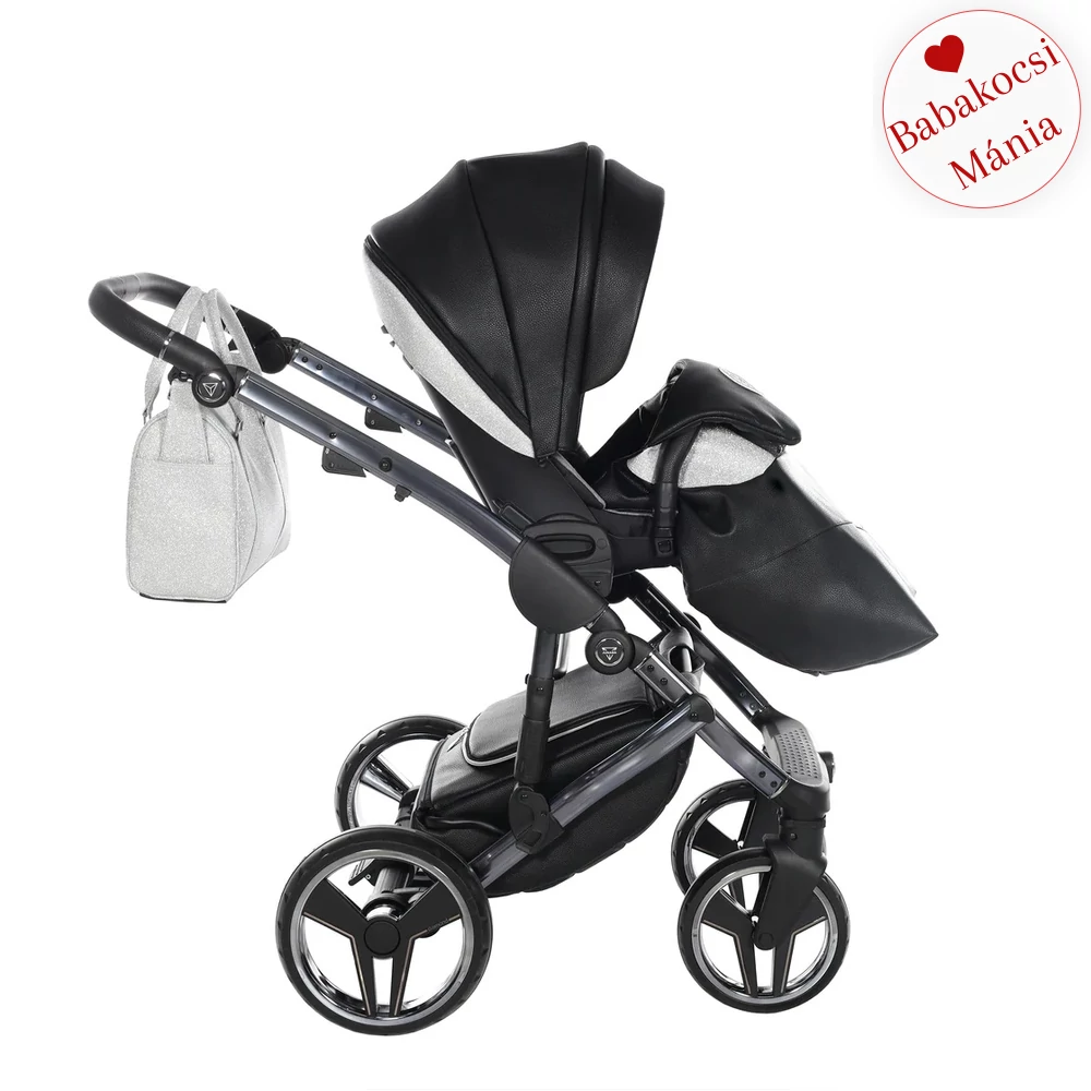 Junama többfunkciós babakocsi - DIAMOND HAND CRAFT GLITTER - Black
