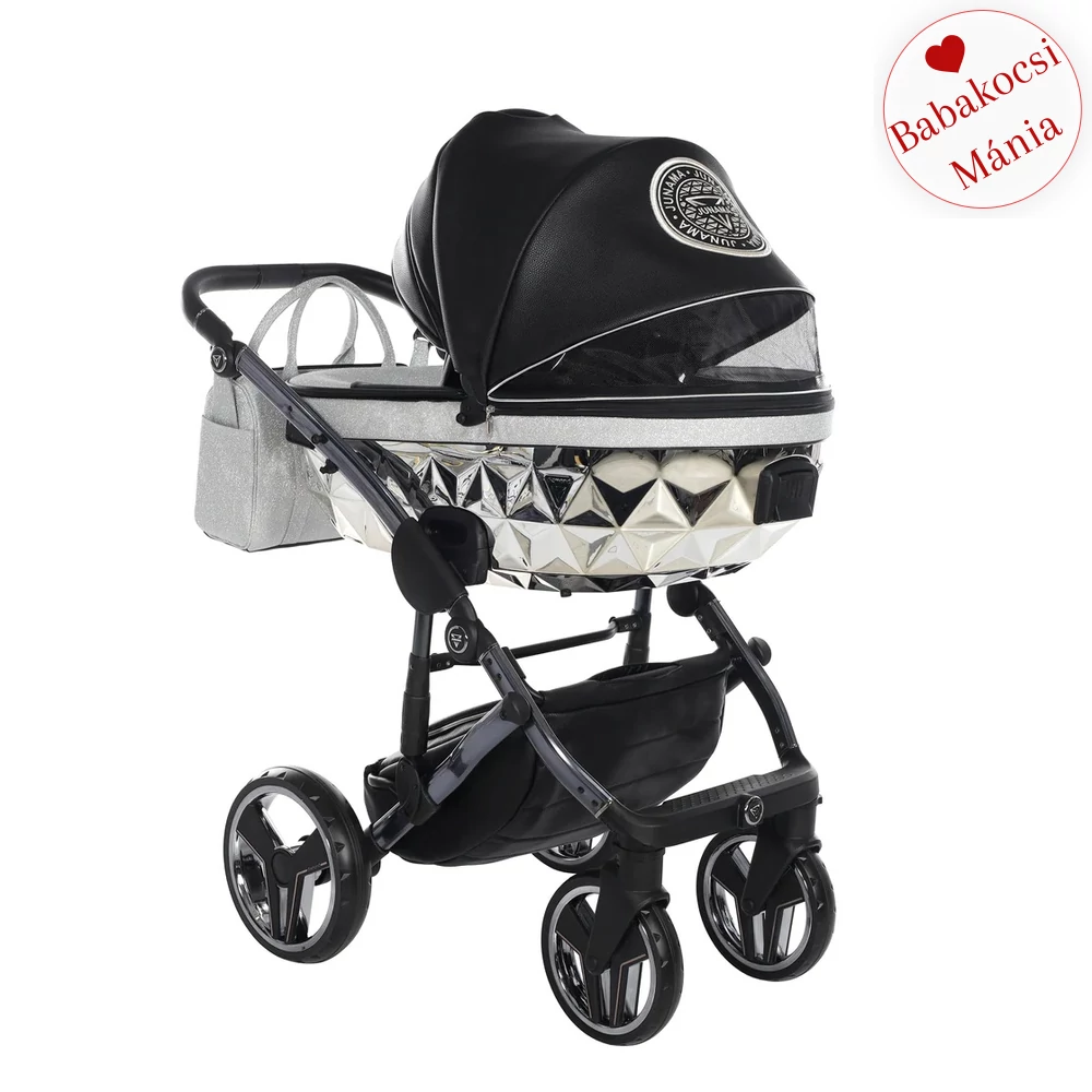 Junama többfunkciós babakocsi - DIAMOND HAND CRAFT GLITTER - Black