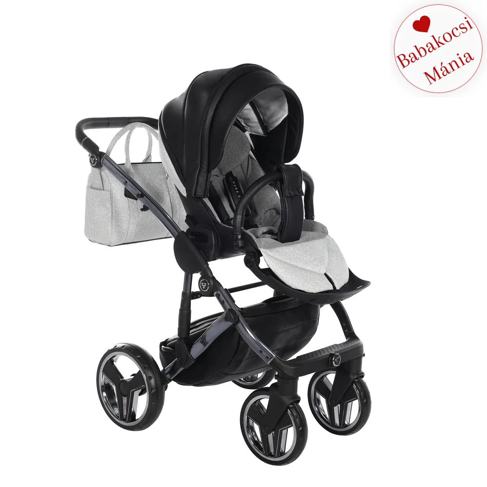 Junama többfunkciós babakocsi - DIAMOND HAND CRAFT GLITTER - Black