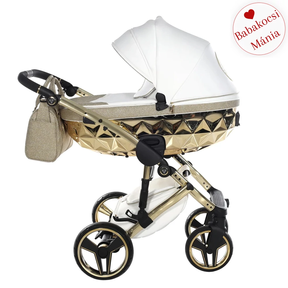 Junama többfunkciós babakocsi - DIAMOND HAND CRAFT GLITTER - White