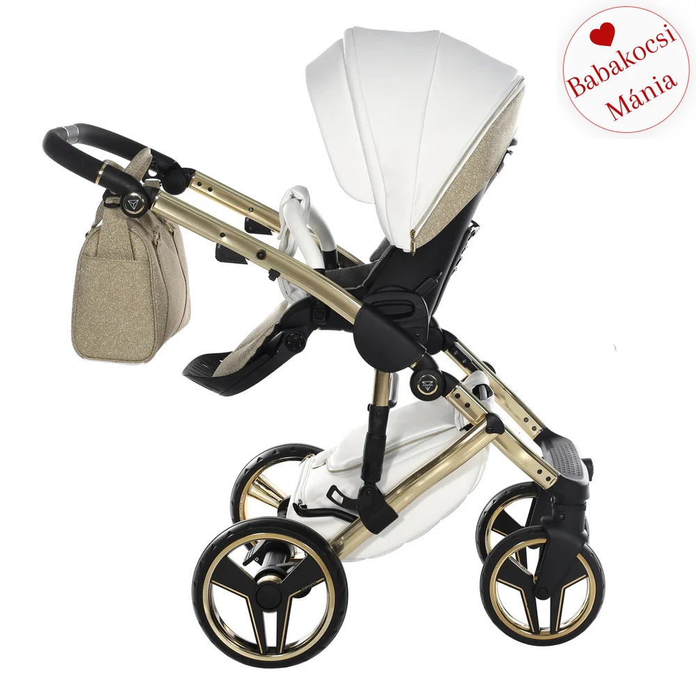 Junama többfunkciós babakocsi - DIAMOND HAND CRAFT GLITTER - White
