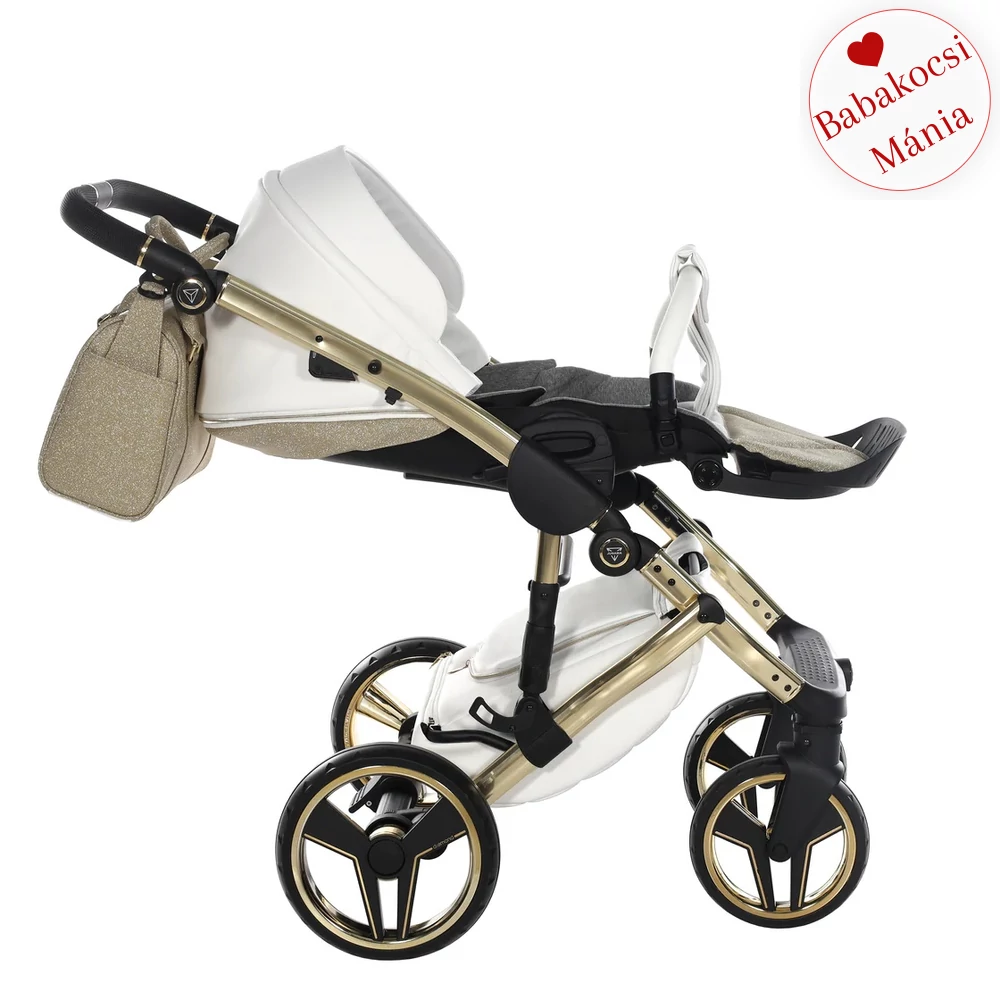 Junama többfunkciós babakocsi - DIAMOND HAND CRAFT GLITTER - White