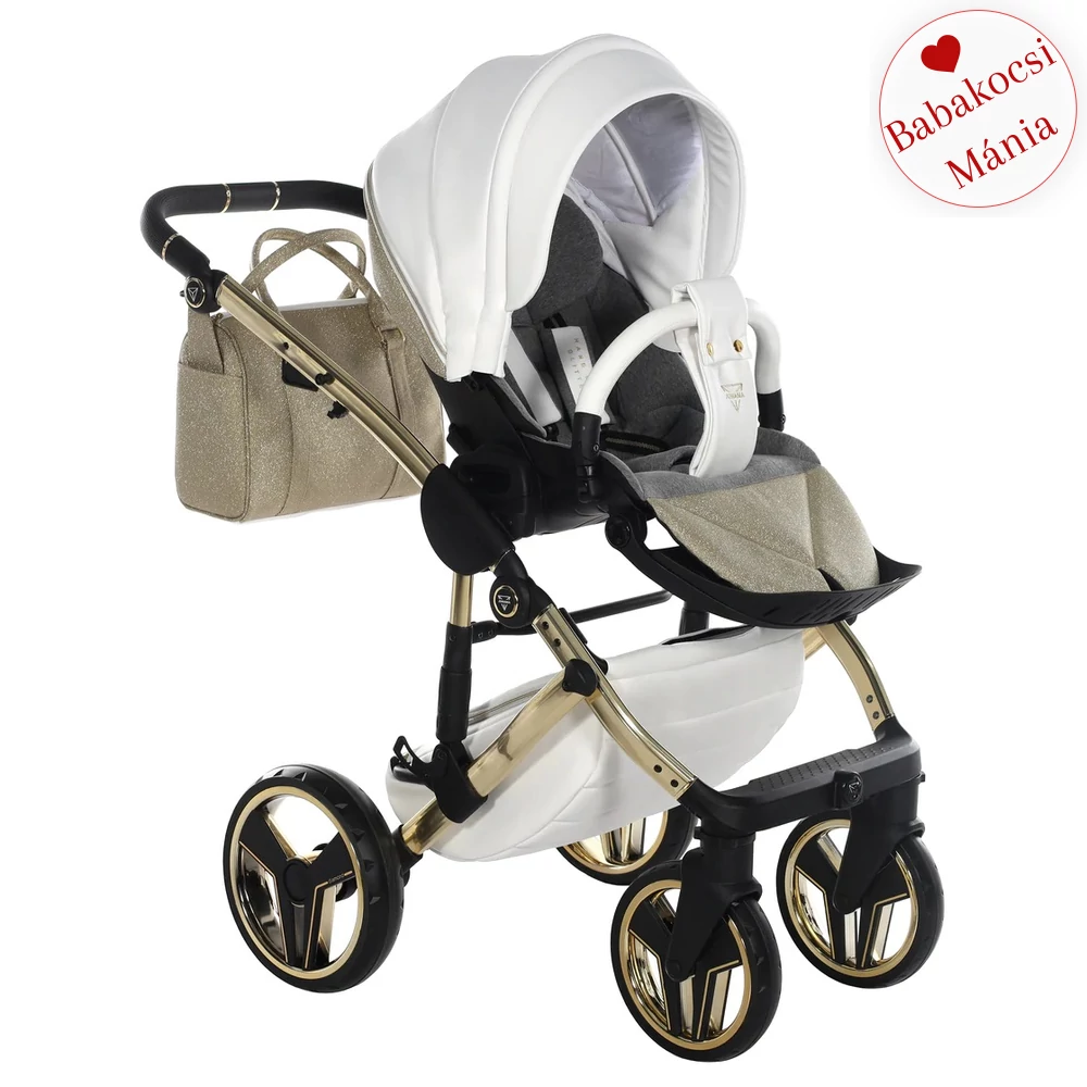 Junama többfunkciós babakocsi - DIAMOND HAND CRAFT GLITTER - White