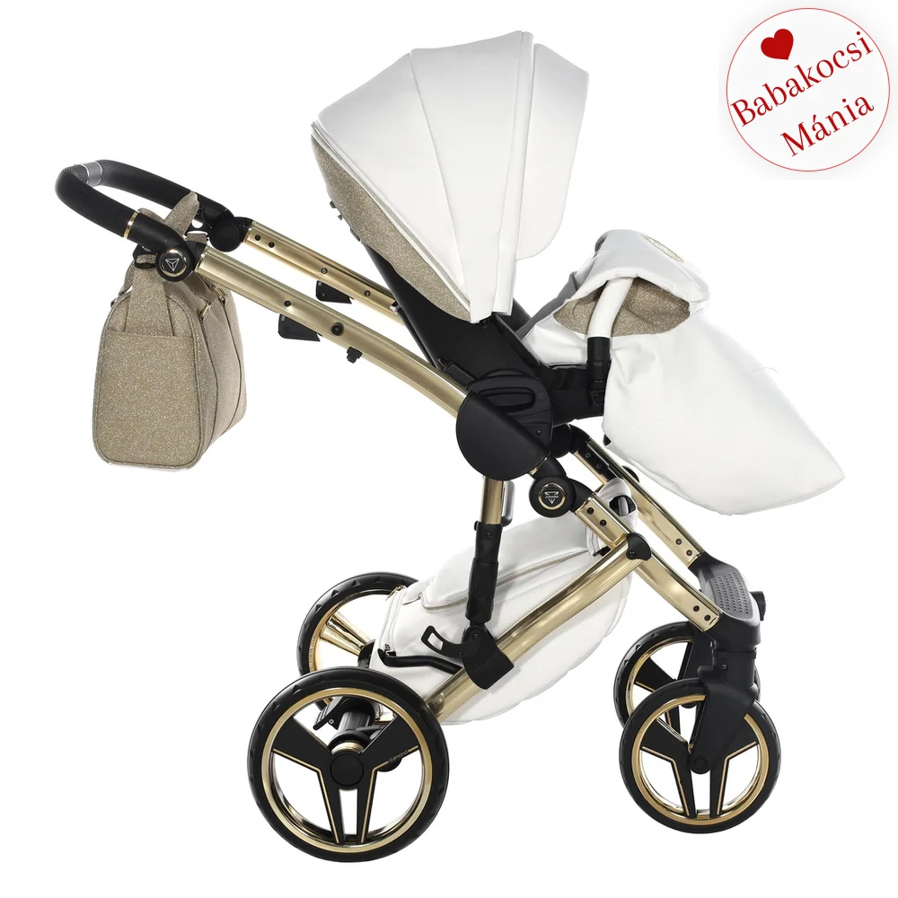 Junama többfunkciós babakocsi - DIAMOND HAND CRAFT GLITTER - White