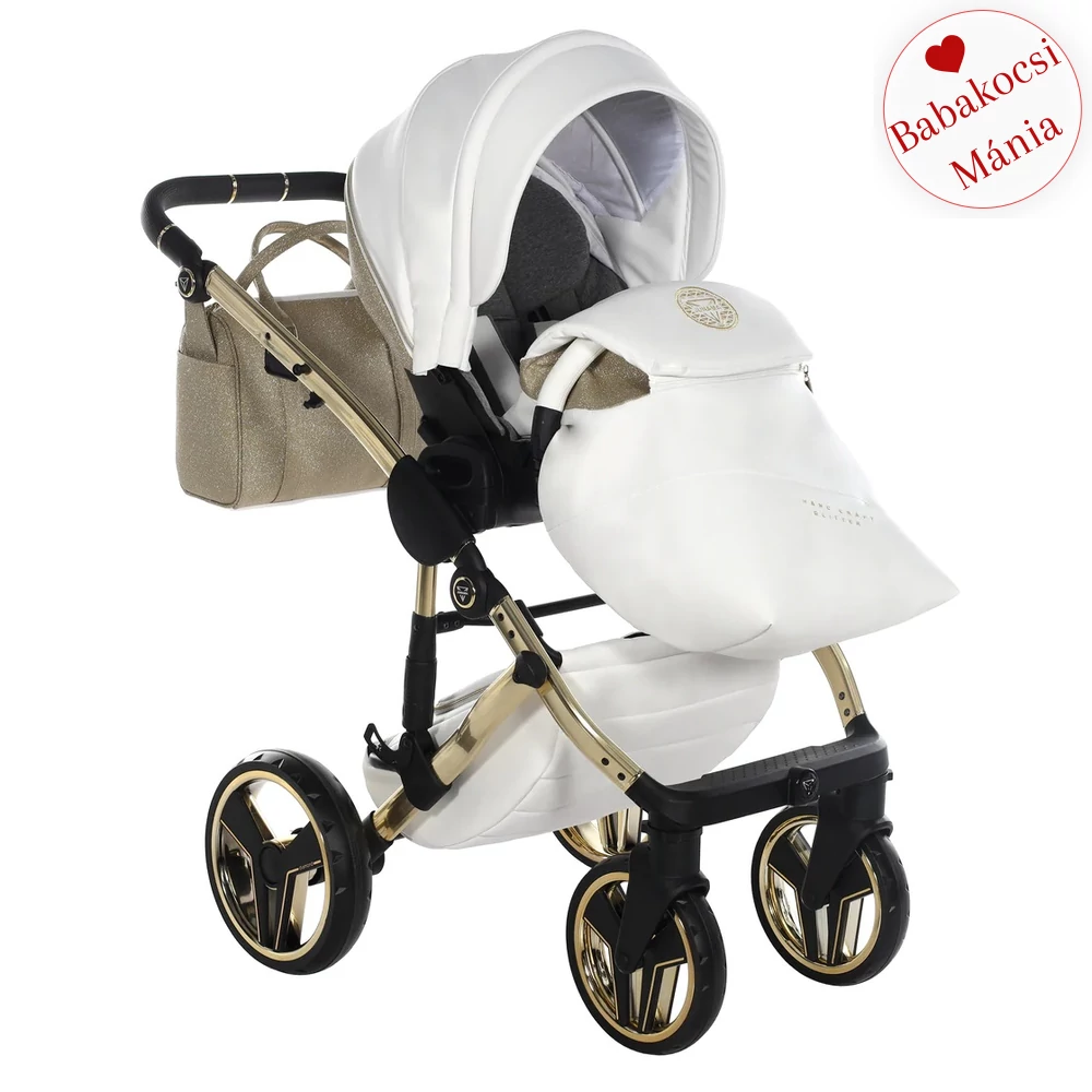 Junama többfunkciós babakocsi - DIAMOND HAND CRAFT GLITTER - White