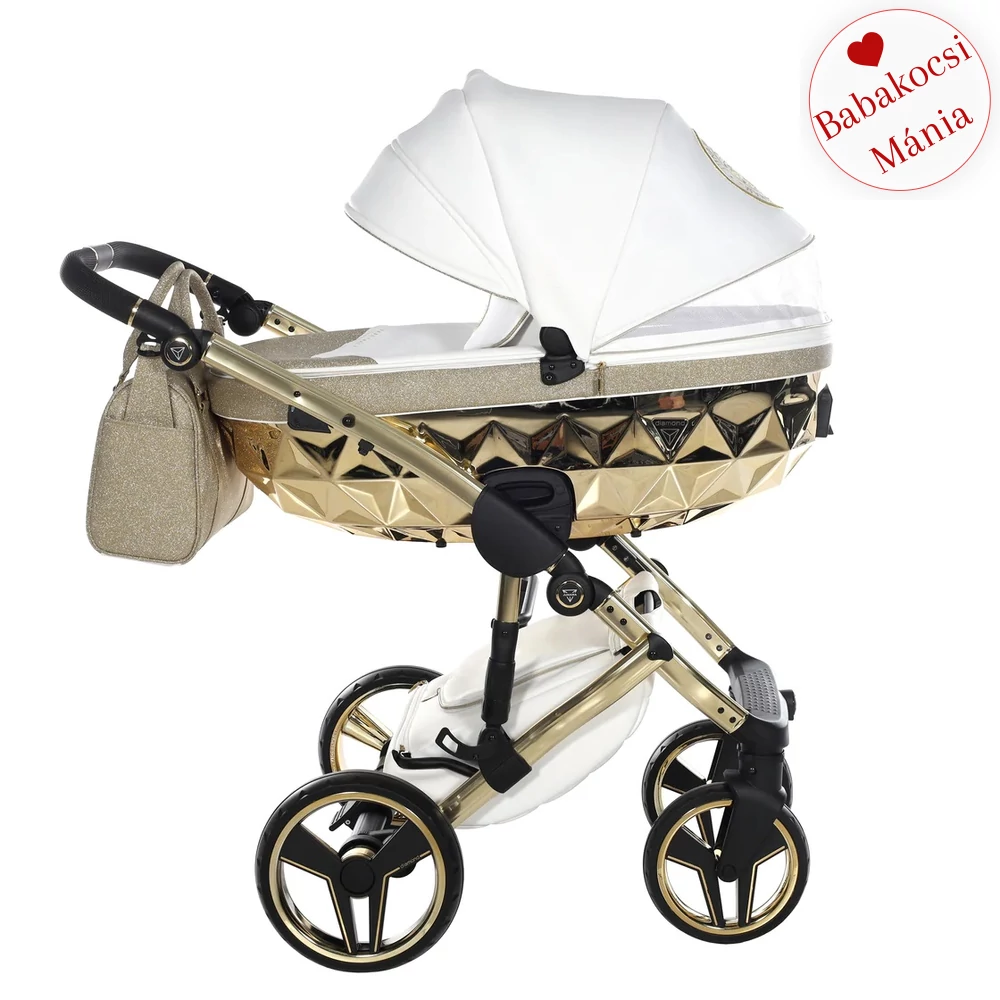 Junama többfunkciós babakocsi - DIAMOND HAND CRAFT GLITTER - White