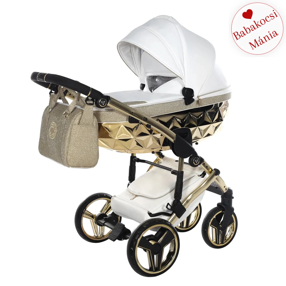Junama többfunkciós babakocsi - DIAMOND HAND CRAFT GLITTER - White