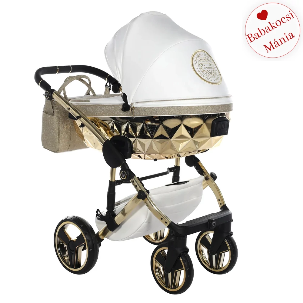 Junama többfunkciós babakocsi - DIAMOND HAND CRAFT GLITTER - White