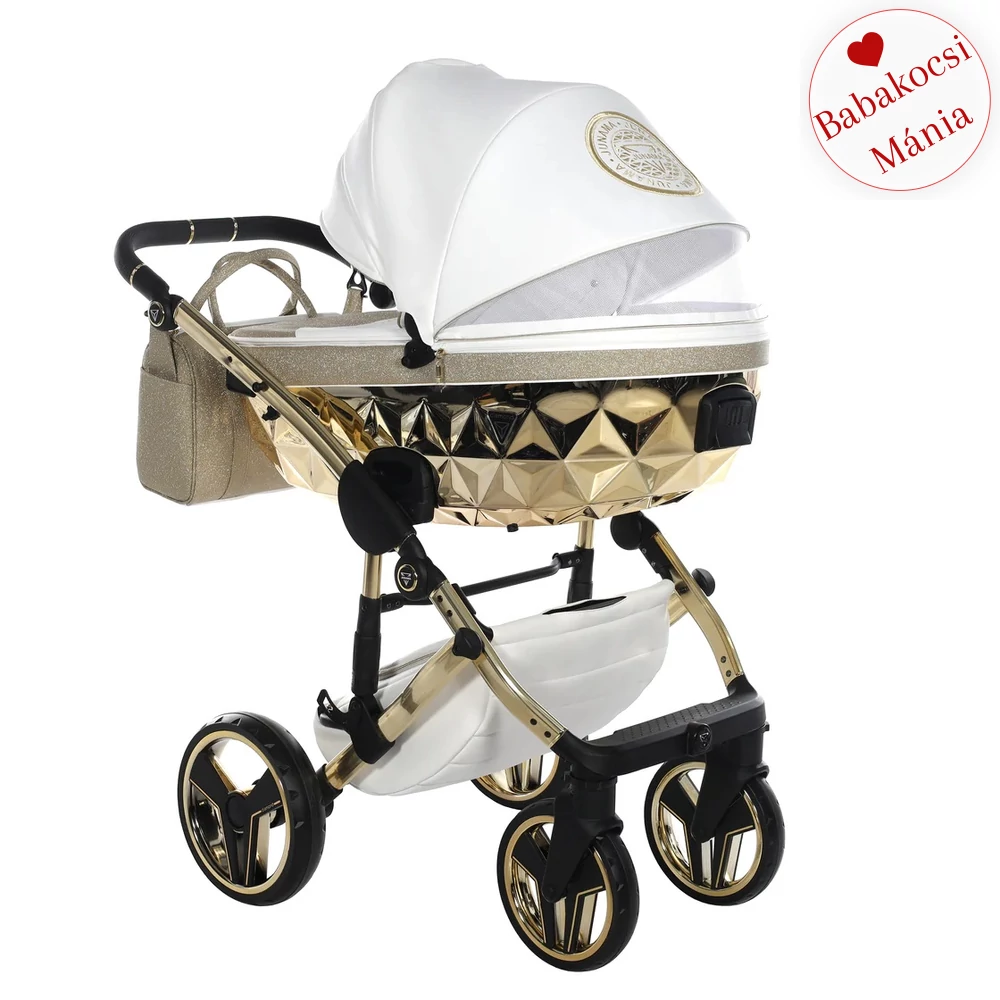 Junama többfunkciós babakocsi - DIAMOND HAND CRAFT GLITTER - White