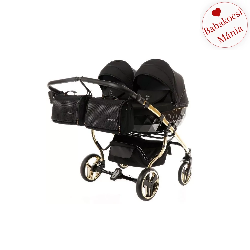 Junama többfunkciós ikerbabakocsi - DIAMOND S-Line DUO - 02 fekete arany
