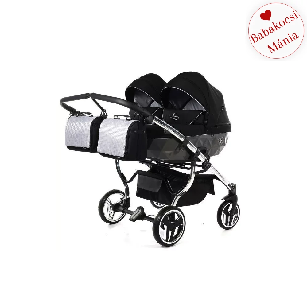 Junama többfunkciós ikerbabakocsi - DIAMOND S-Line DUO - 03 fekete ezüst