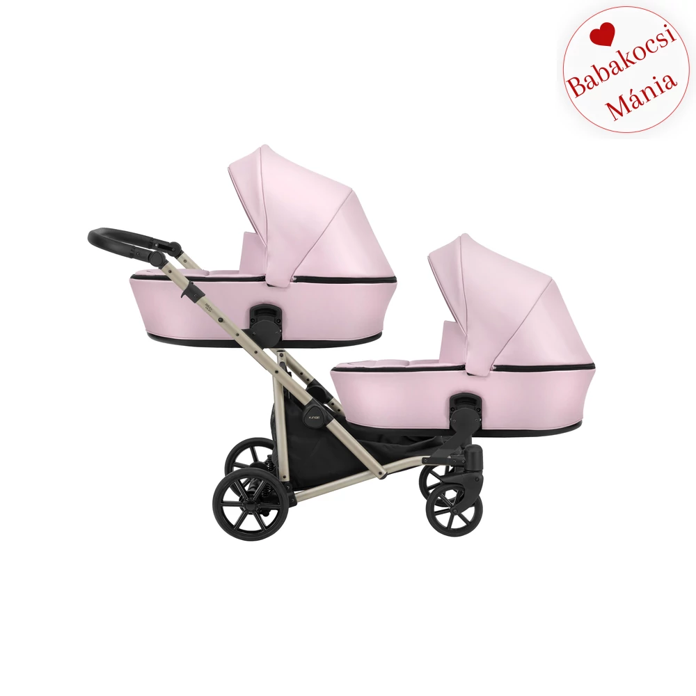 Ikerbabakocsi - Kunert Brav Duo 3in1 - Baby Pink ECO 15 - pezsgő vázzal