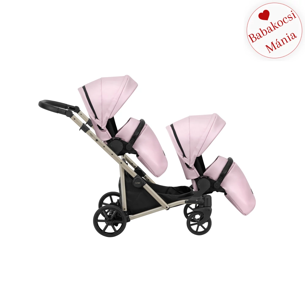 Ikerbabakocsi - Kunert Brav Duo 3in1 - Baby Pink ECO 15 - pezsgő vázzal