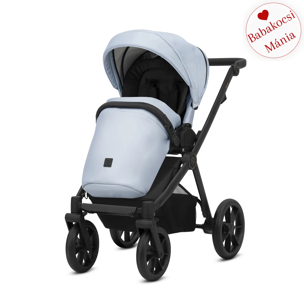 Babakocsi - Kunert Brav 3in1 - 14 Baby Blue Eco - fekete vázzal