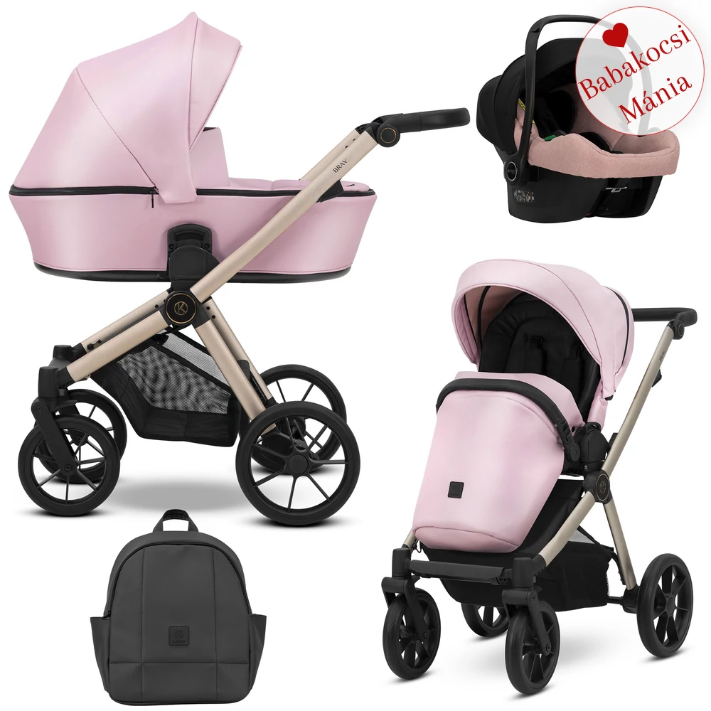 Kunert Brav alumínium vázas 3in1 babakocsi: 15 Baby Pink Eco