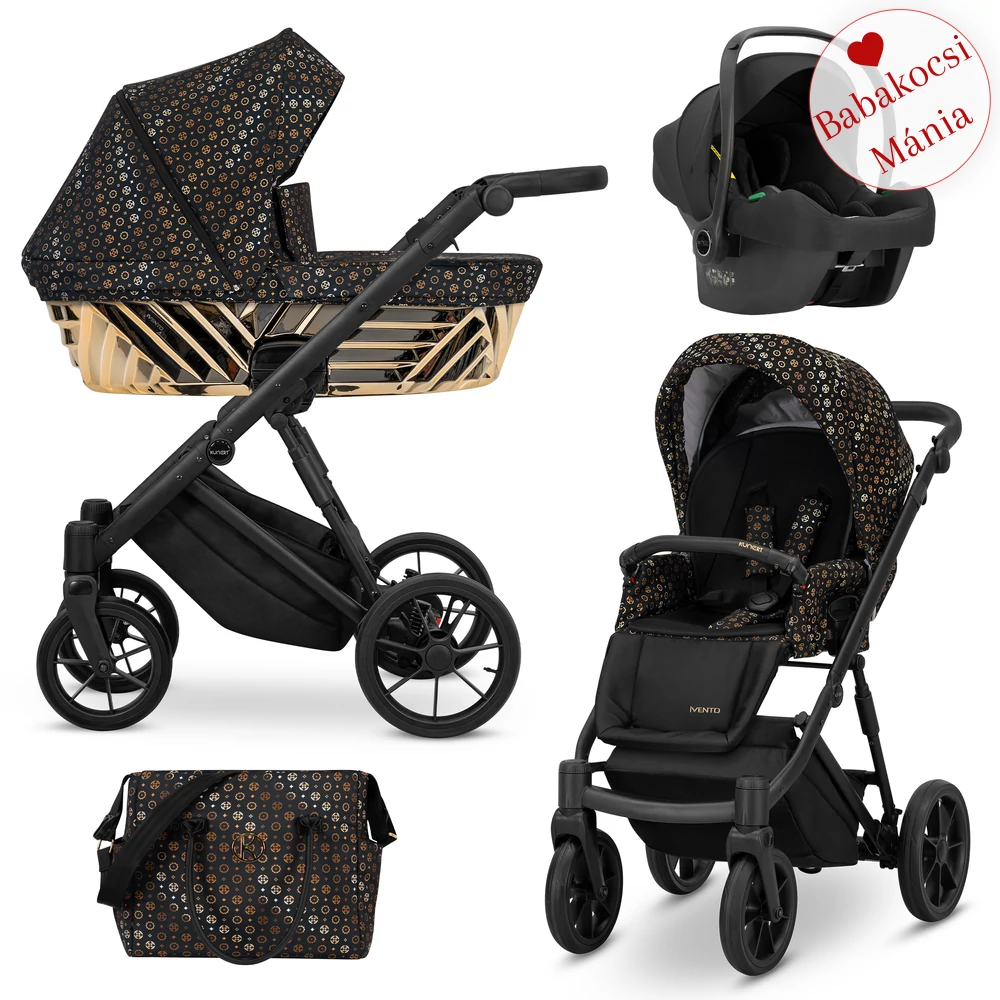 Multifunkciós babakocsi - Kunert Ivento GLAM 3in1 - 19 Black Style 
