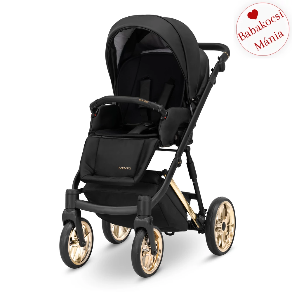 Babakocsi - Kunert Ivento PREMIUM GLAM 3in1 - 17 Black Pearl - eco bőr