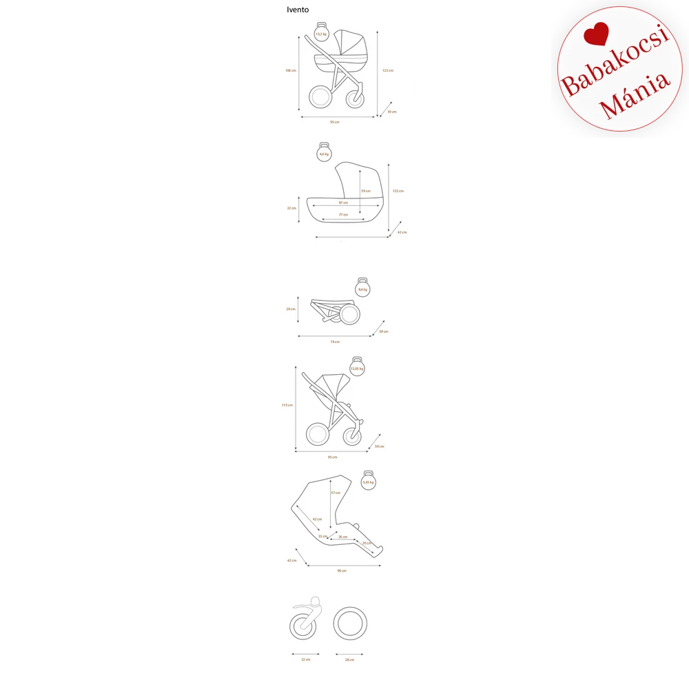Babakocsi - Kunert Ivento GLAM 3in1 - 18 White Style - textil