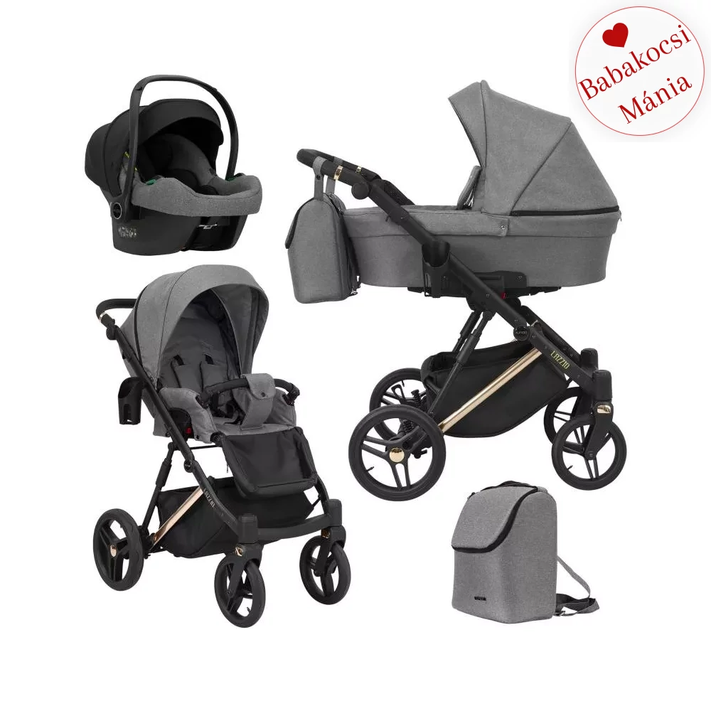 Multifunkciós babakocsi Kunert Lazzio Premium 3in1 - hordozóval - 06 szürke