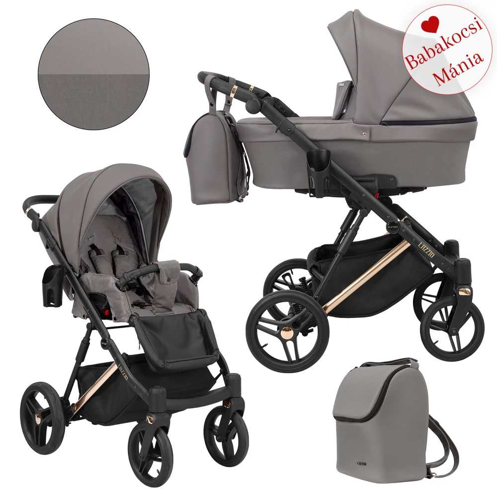 Többfunkciós babakocsi Kunert Lazzio Premium 2in1 - 10 grafit eco-bőr