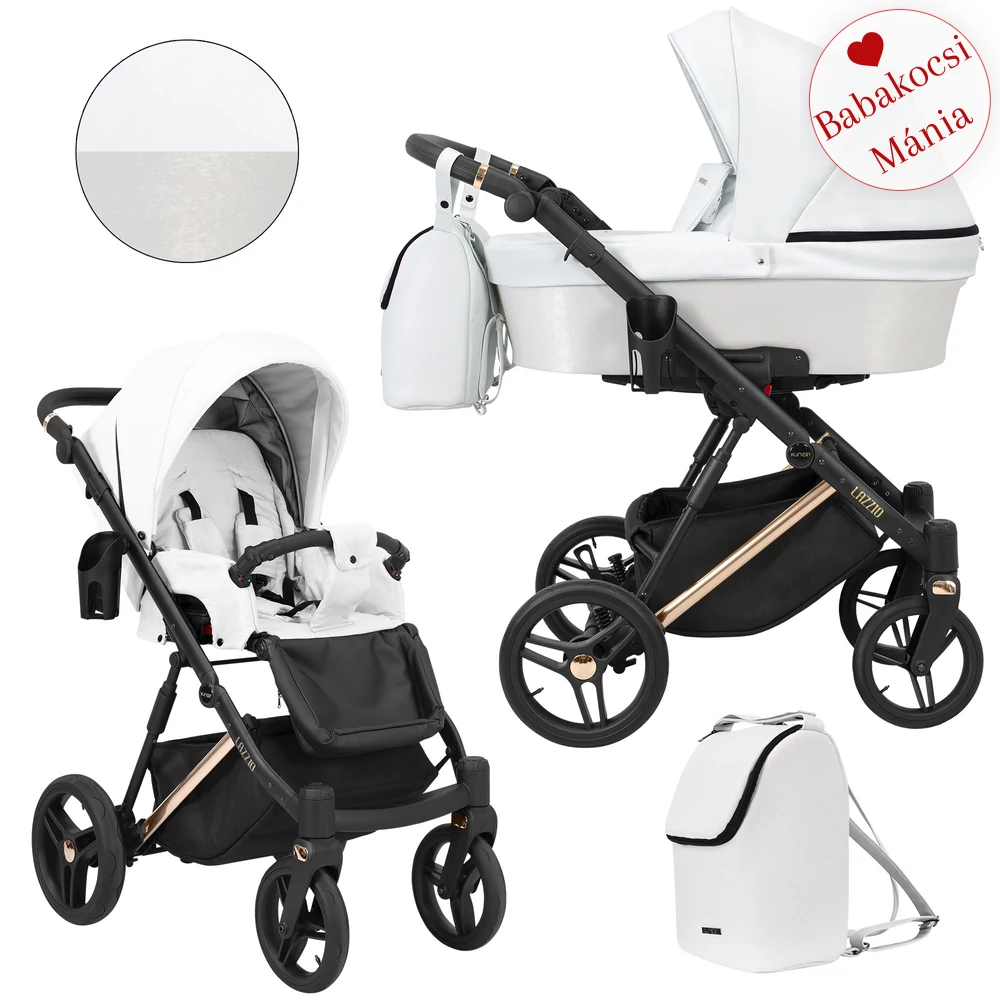 Többfunkciós babakocsi Kunert Lazzio Premium 2in1 - 16 fehér eco-bőr