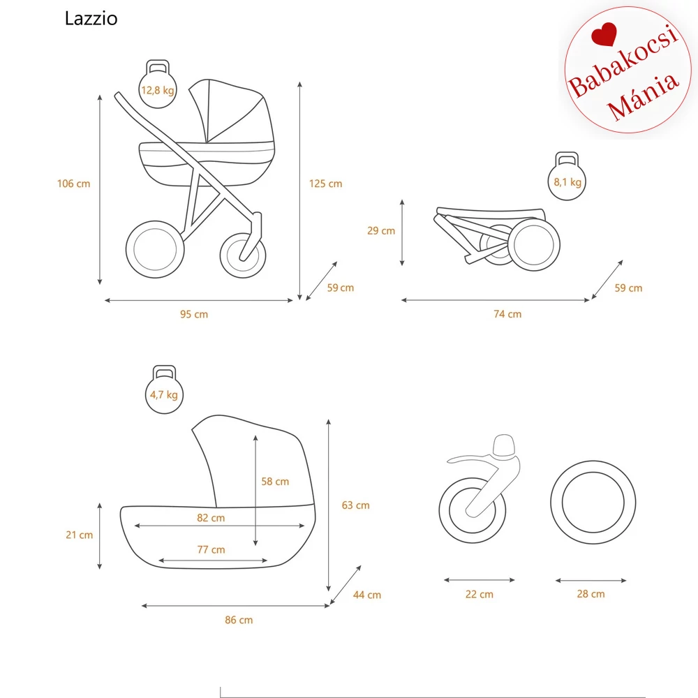 Mély babakocsi - Kunert Lazzio Premium - Cooper 11 Eco