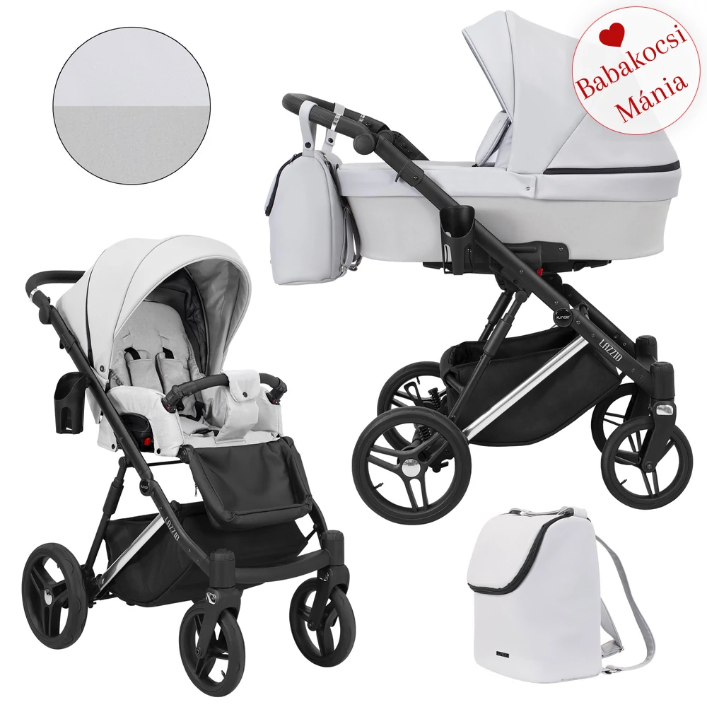 Többfunkciós babakocsi Kunert Lazzio Premium 2in1 - Silver 09 szürke eco-bőr